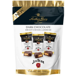 Продуктови Категории Шоколади Anthon Berg Черен шоколад с пълнеж Jim Beam и карамел 10 бр. 100 гр.